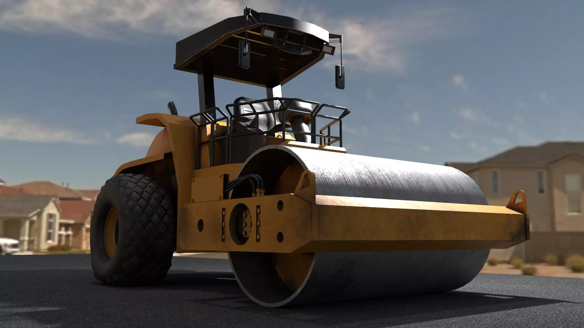 Steamroller Low-poly 3D model