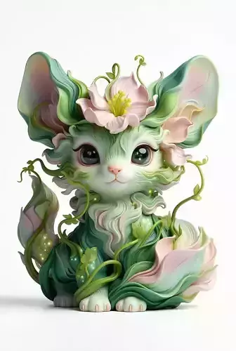 Floral Deer Plant Blossom Fantasy Creature Model