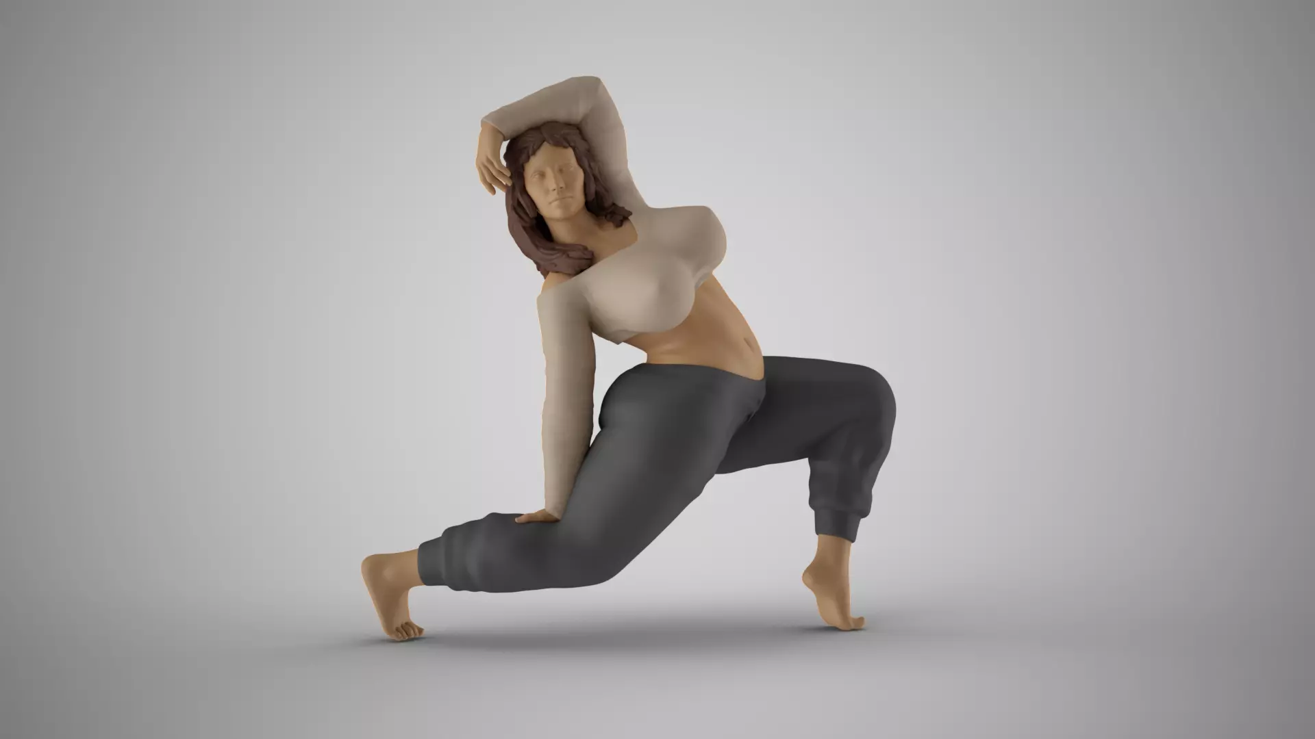 Dynamic Woman Lunge Pose 3D print model
