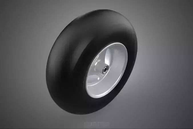 SLICK SILVER THREE SPOKE TREAD TIRE RIM CART WHEEL BARROW RUBBER 3D model 4