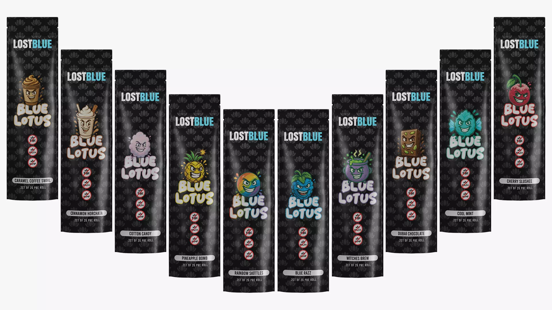 Blue Lotus Pre-Roll Packaging Cartoon Flavor 3D model