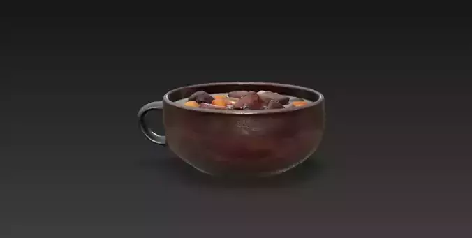 Medieval Stew Bowl - Rustic Tavern Food Prop - PBR 3D Model Low-poly 3D model 6