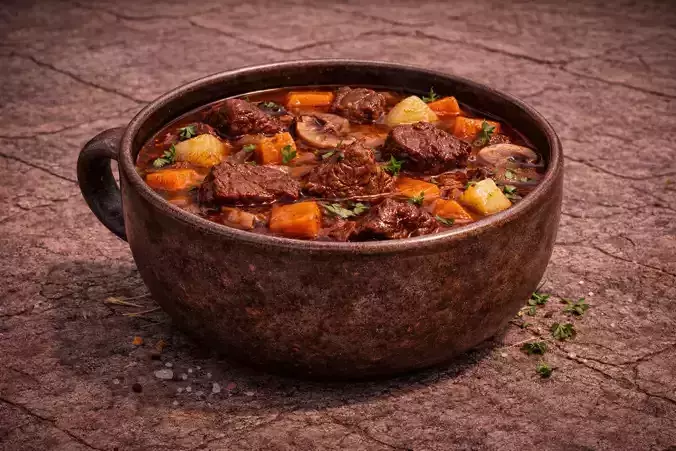 Medieval Stew Bowl - Rustic Tavern Food Prop - PBR 3D Model Low-poly 3D model