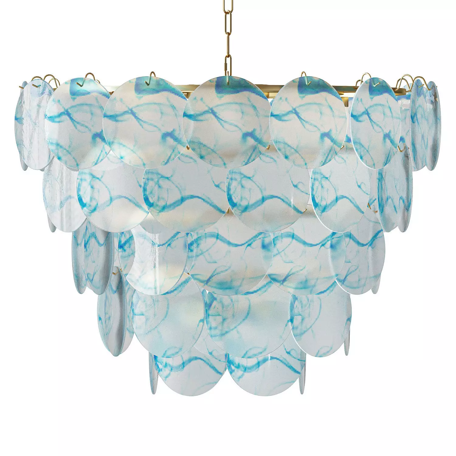 Blue Murano Disc Chandelier 3D model