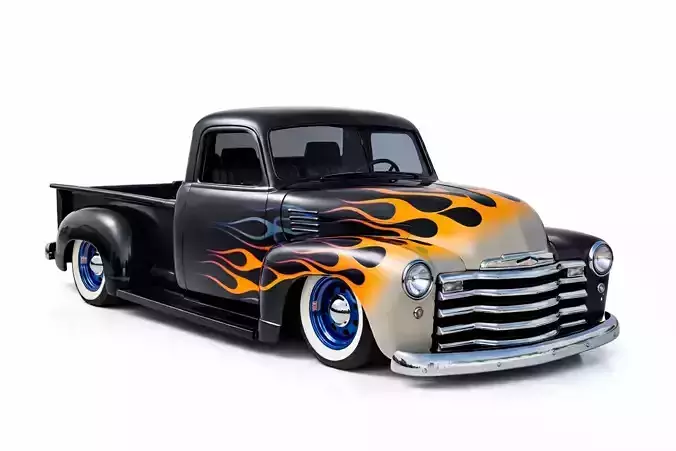 1950 Modified Pickup Truck 3D Model Custom Retro Utility Vehicle