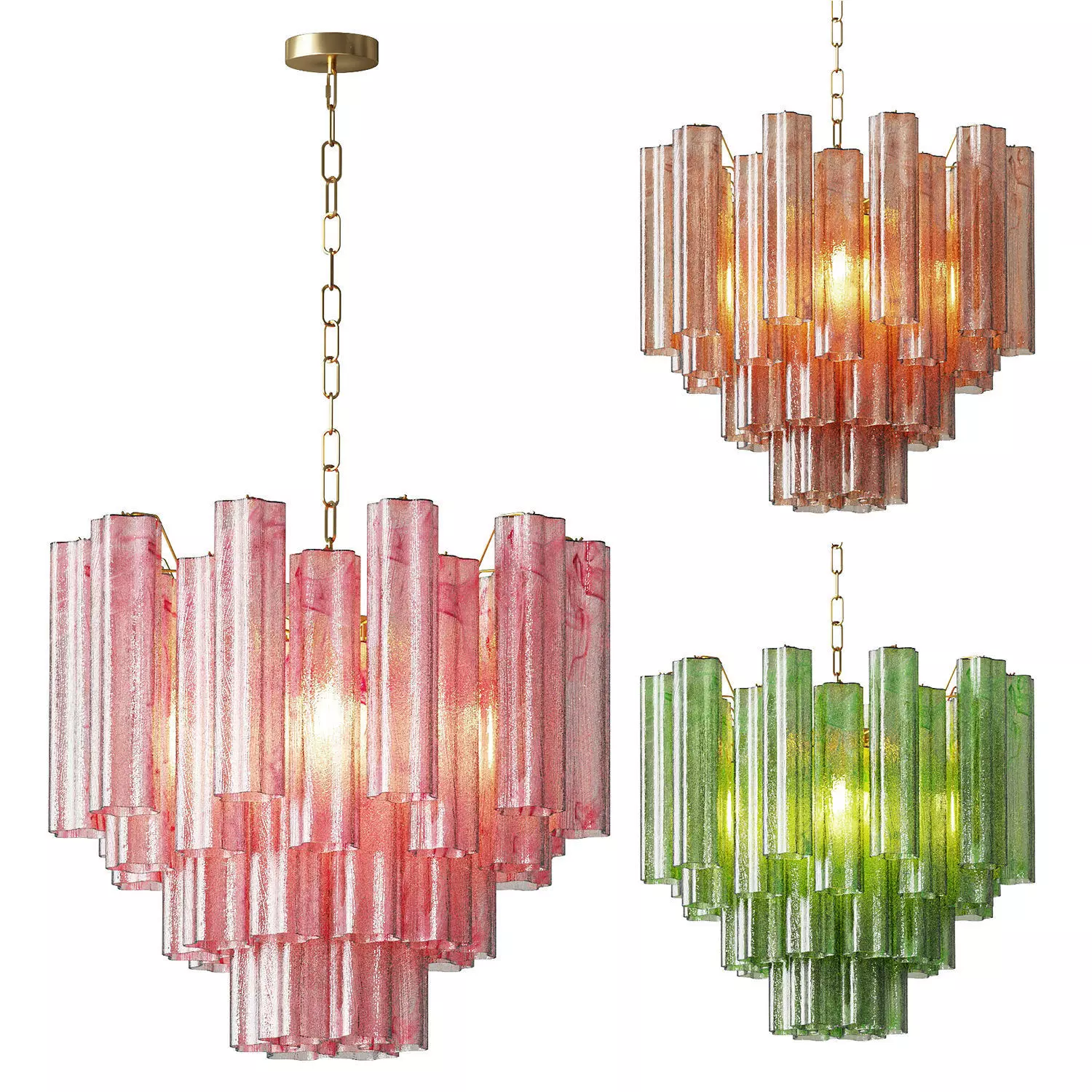 fantastic Glass Tube Chandelier 36 Albaster Pink Glasses 3D model