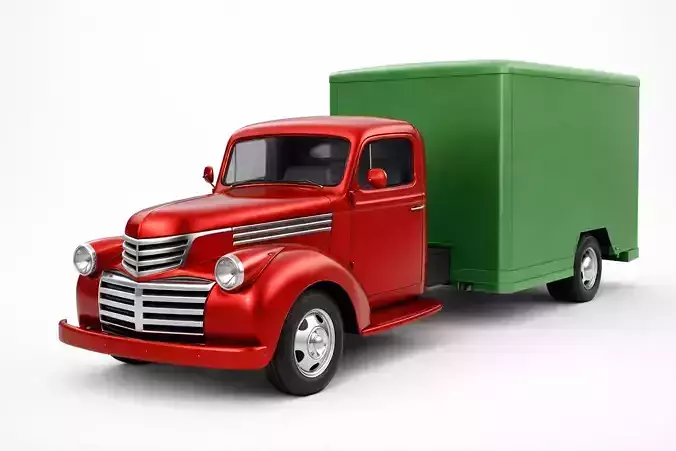 1950 Box Delivery Pickup 3D Model Classic Cargo Utility Vehicle