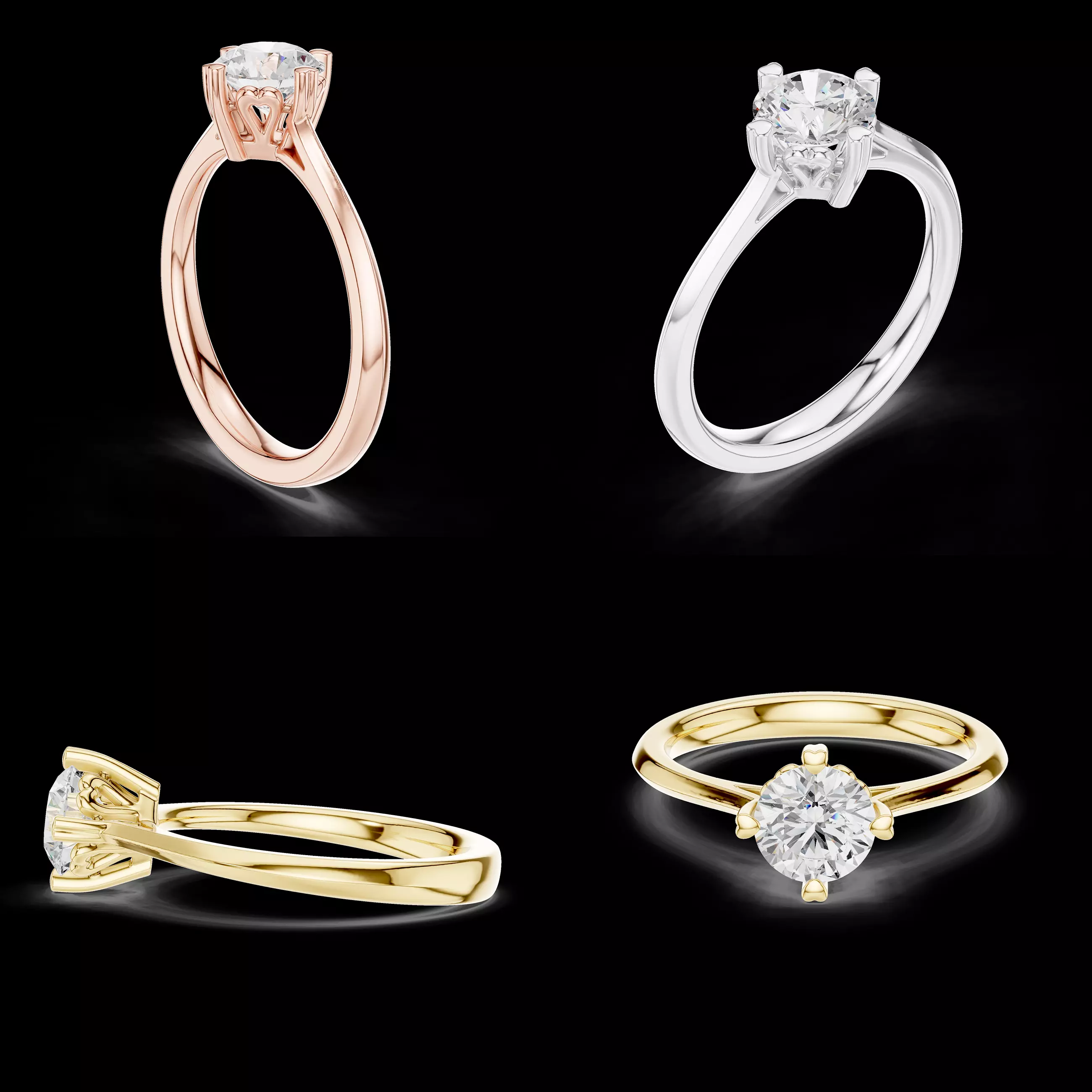 Classic Heart Gallery Solitaire Ring CAD Model STL for Casting 3D print model