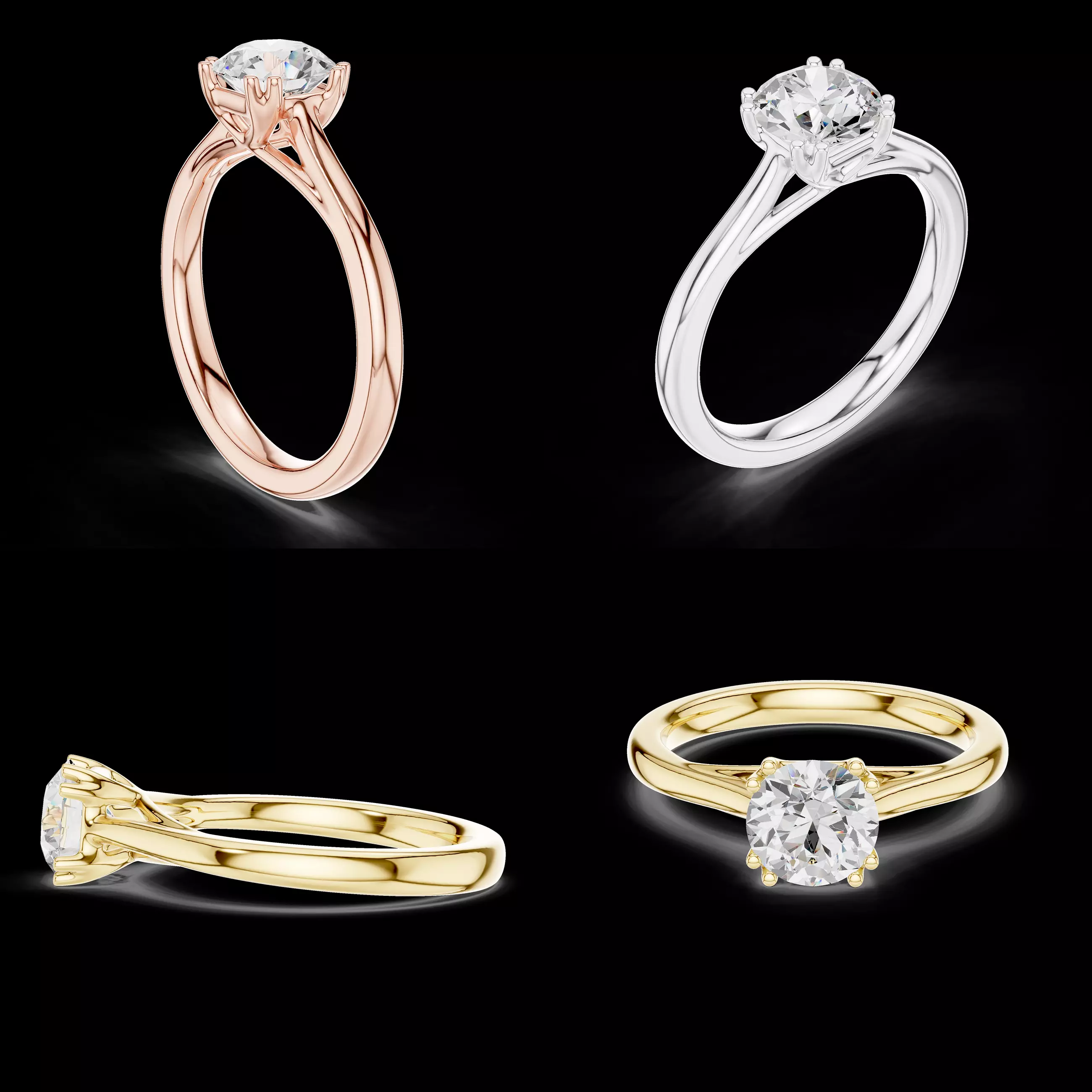 Classic Solitaire Ring CAD Model with Heart Gallery STL File 3D print model