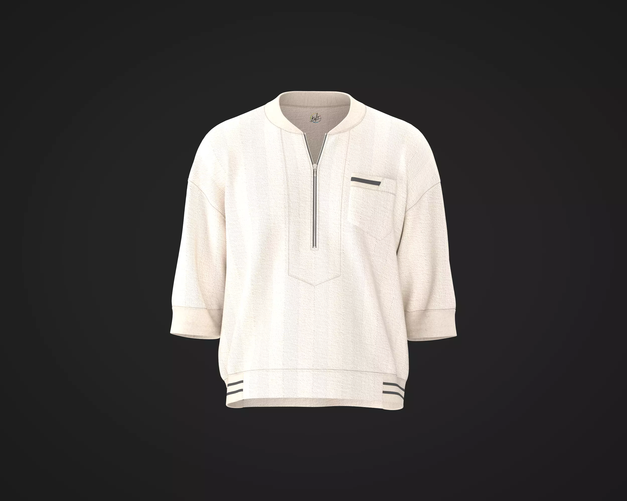 Mens sweatshirt with asymmetric pocket and texture fabric 3D model