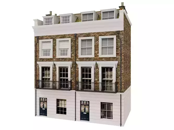 London houses 1 Low-poly 3D model 6