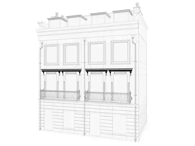 London houses 1 Low-poly 3D model 7