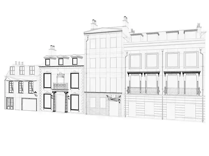 London houses 1 Low-poly 3D model 3