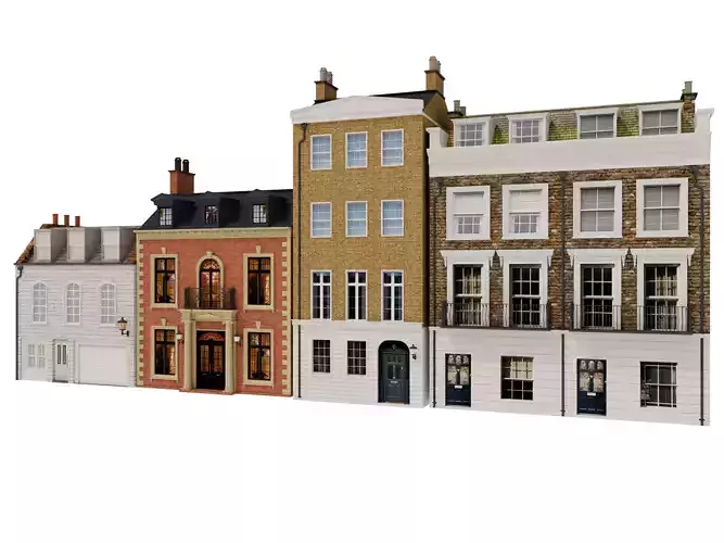 London houses 1 Low-poly 3D model 2