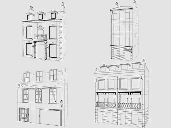 London houses 1 Low-poly 3D model 5