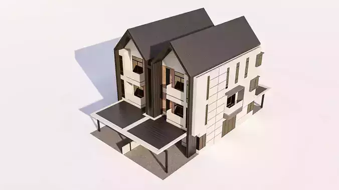 Modern Townhouse Residential Unit 3D model