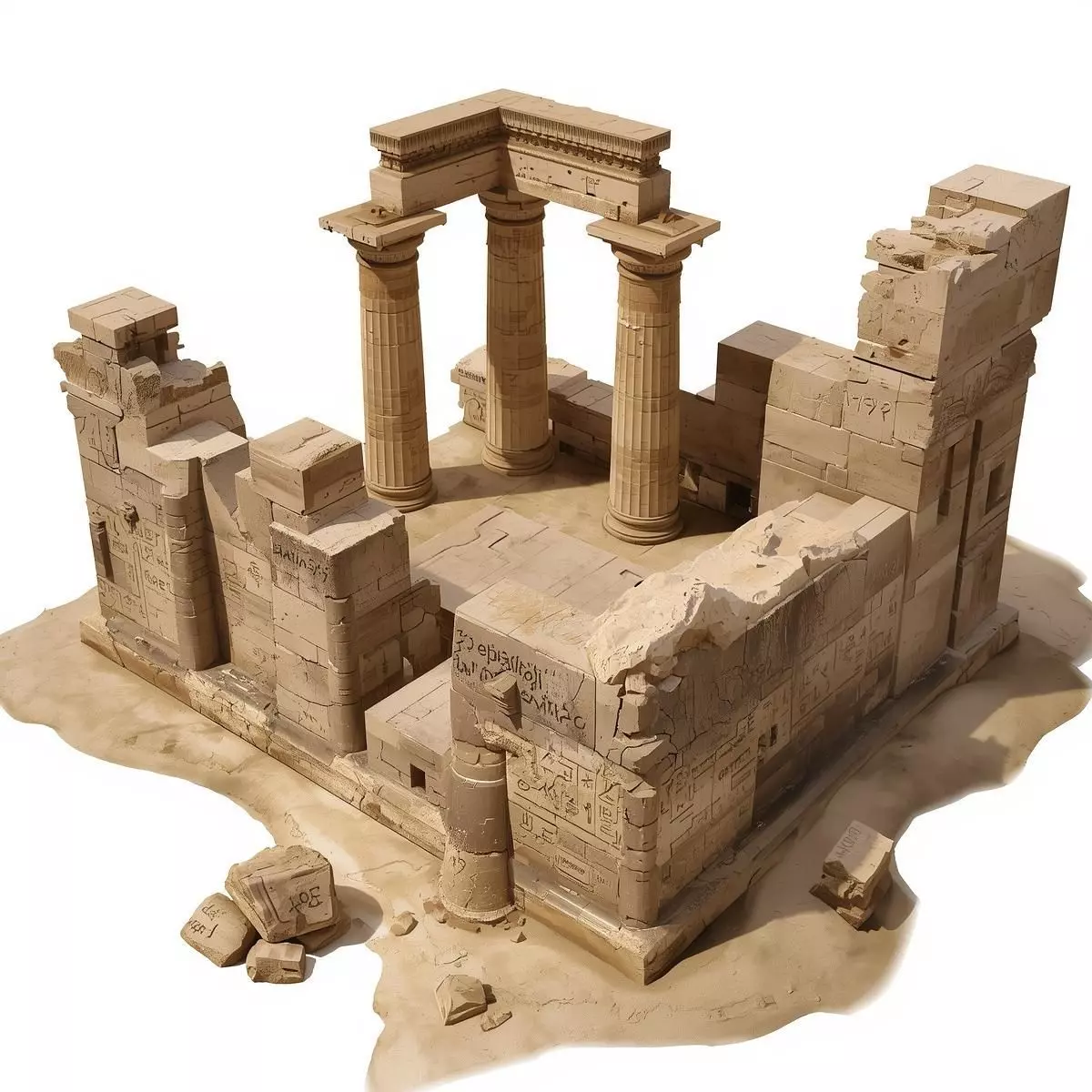 3D model Ancient Egyptian Temple Ruins VR / AR / low-poly | CGTrader