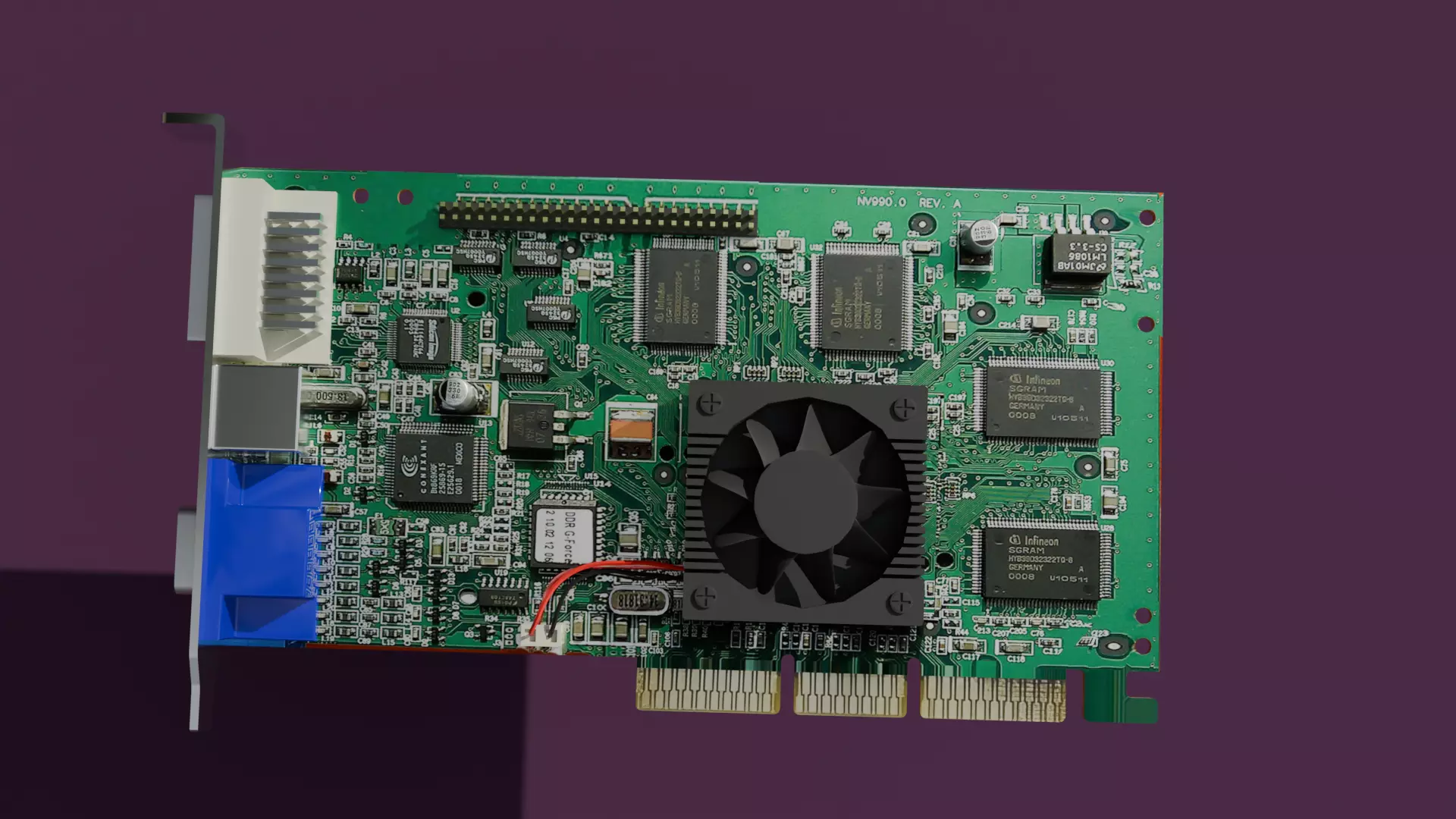 Nvidia Geforce 256 Graphic card Low-poly 3D model