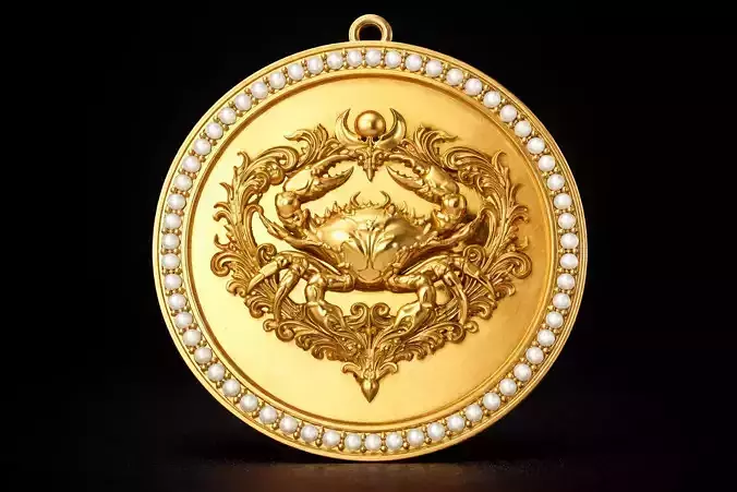 Cancer Zodiac Gemstone Pendant 3D Printable Model