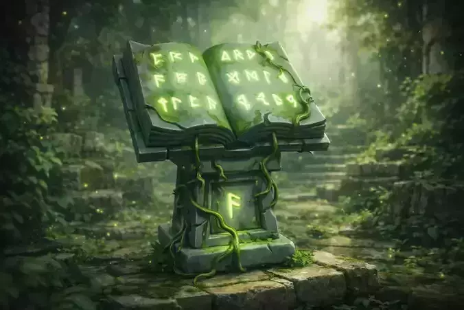 Ancient Magic Book Altar Stylized Fantasy 3D Prop