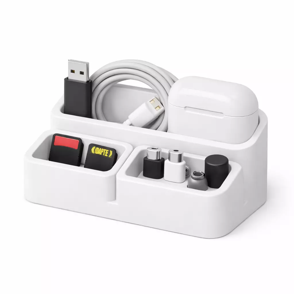 Multi-Cavity Desk Cable Organizer Minimal Storage Tray STL 3D print model