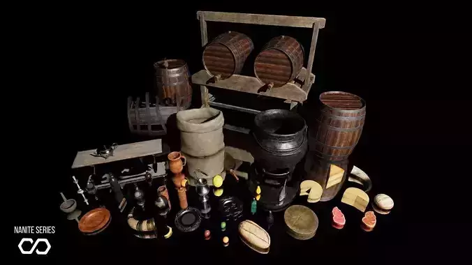 Medieval Food And Dining Kit Low-poly 3D model