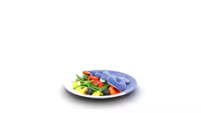Seafood Nicoise Salad with Grilled Shrimp Low-poly 3D model 6