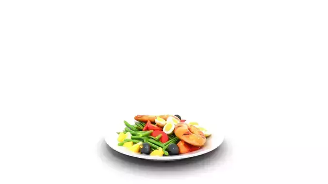 Seafood Nicoise Salad with Grilled Shrimp Low-poly 3D model 4