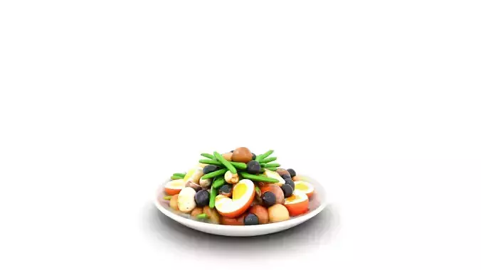 Vibrant Seafood Nicoise Salad Low-poly 3D model 4