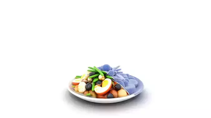 Vibrant Seafood Nicoise Salad Low-poly 3D model 6