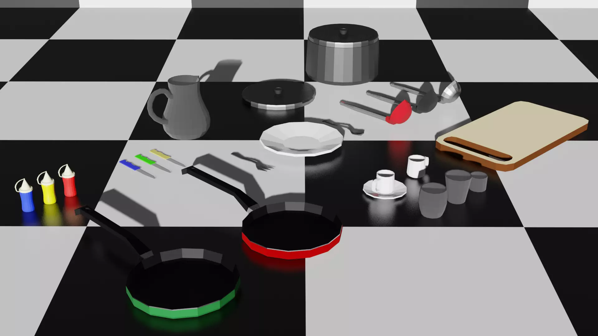 Low Poly Kitchen Things Low-poly 3D model