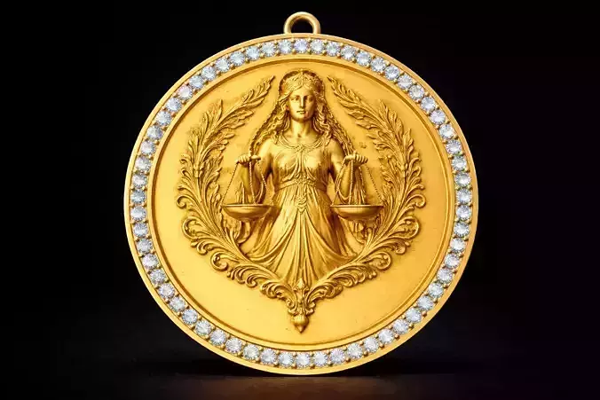 Libra Zodiac Gemstone Pendant 3D Printable Model