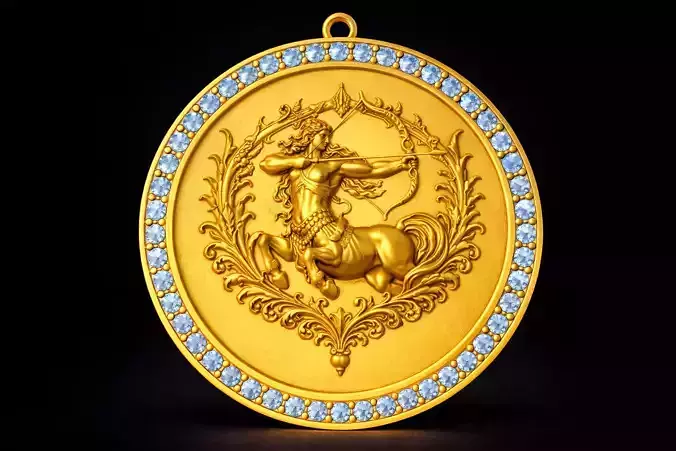 Sagittarius Zodiac Gemstone Pendant 3D Printable Model
