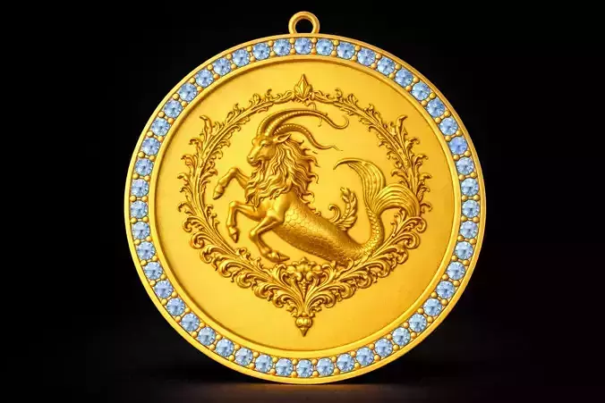 Capricorn Zodiac Gemstone Pendant 3D Printable Model