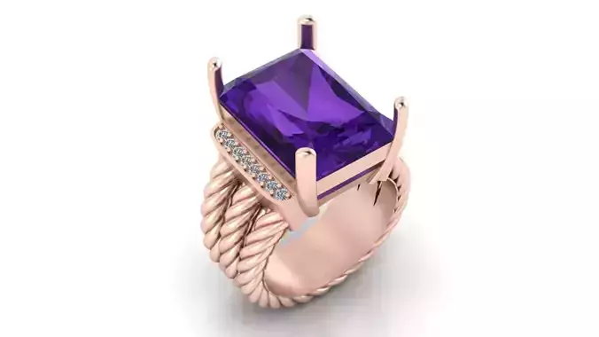 emerald side halo rope high jewelry ring 