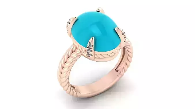 oval cabochon rope high jewelry ring