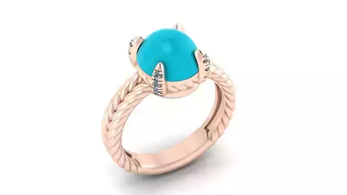 oval cabochon rope high jewelry ring