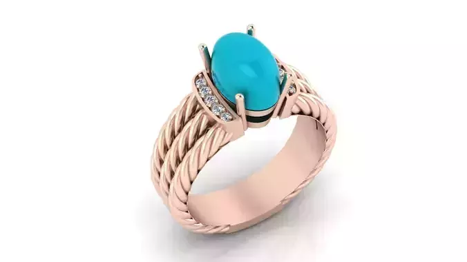 oval cabochon rope high jewelry ring