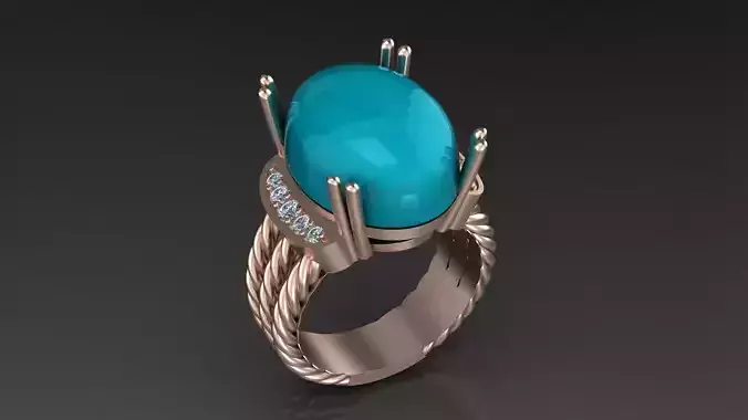oval cabochon rope high jewelry ring