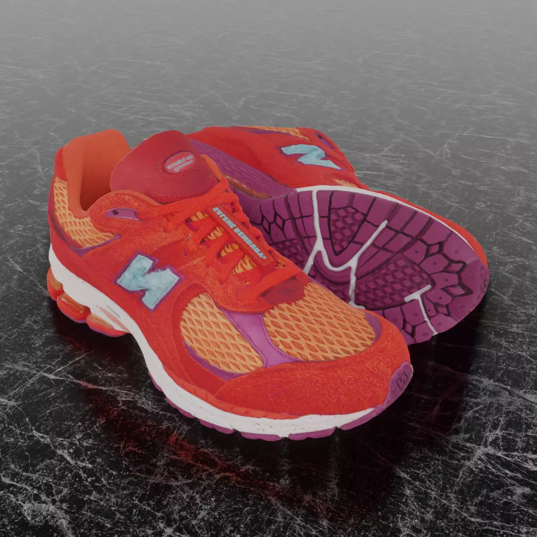 NEW BALANCE 2002R X SALEHE BEMBURY - RED 3D SHOES Low-poly 3D model