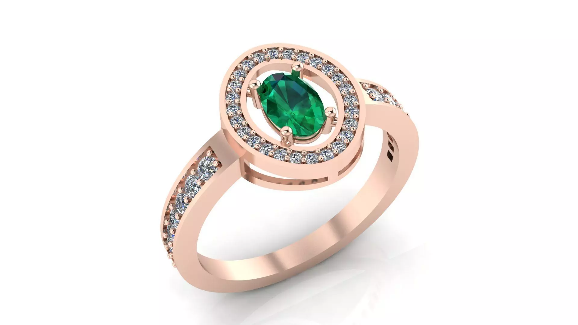 oval halo engagement jewelry ring 3D print model
