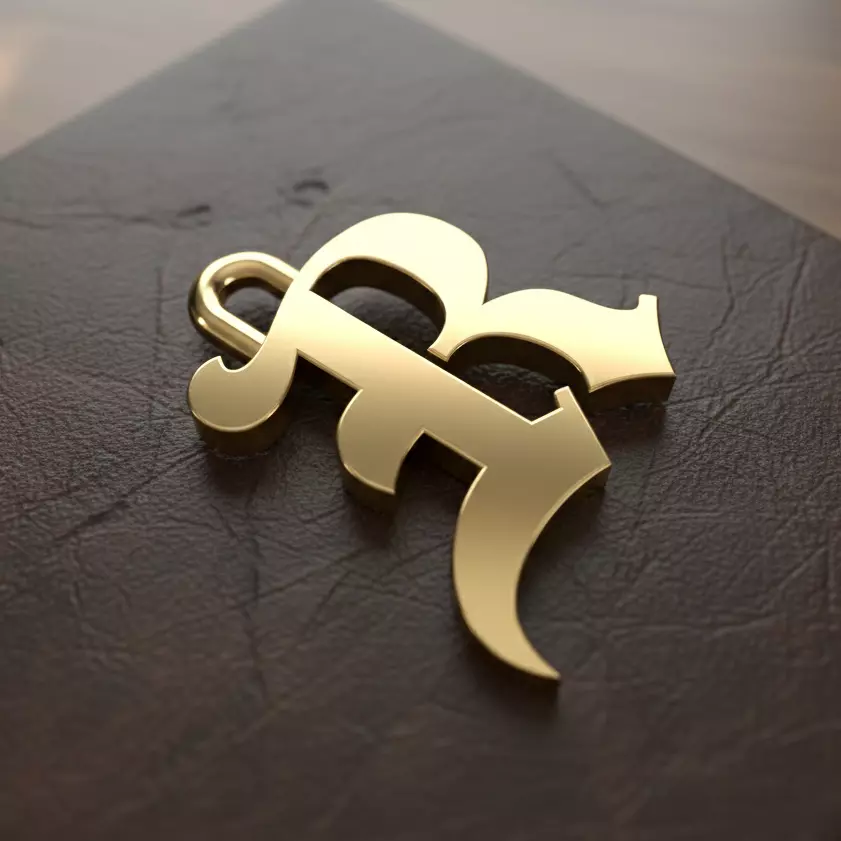 Gothic Letter R Pendant 3D print model