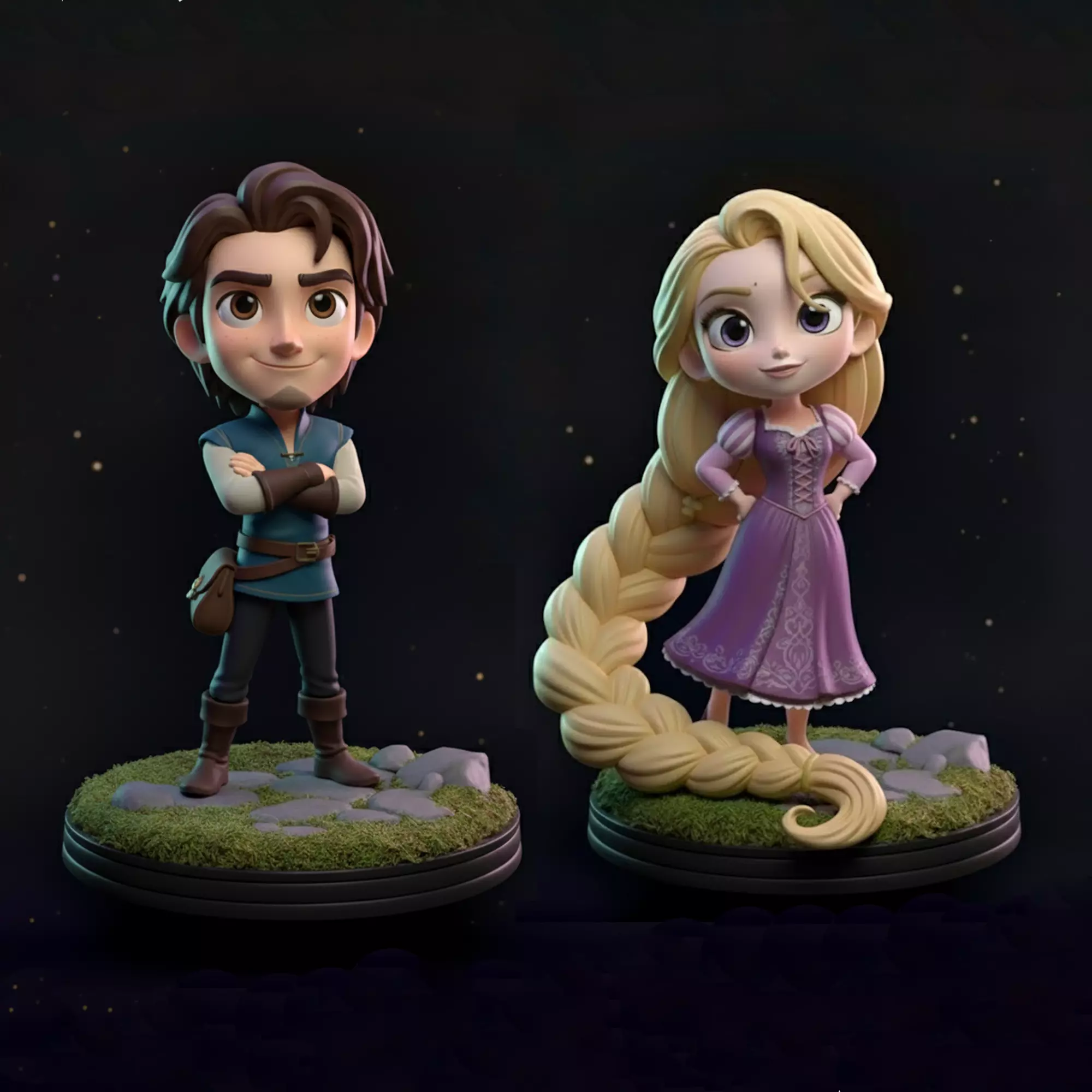 Rapunzel and Flynn Rider STL Models 3D print model