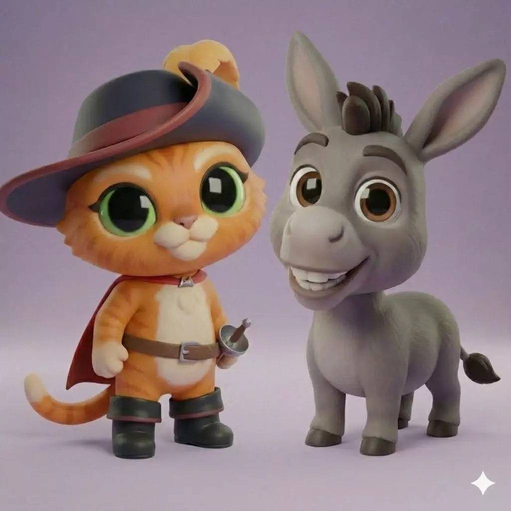 Puss in Boots and Donkey Shrek STL Models 3D print model