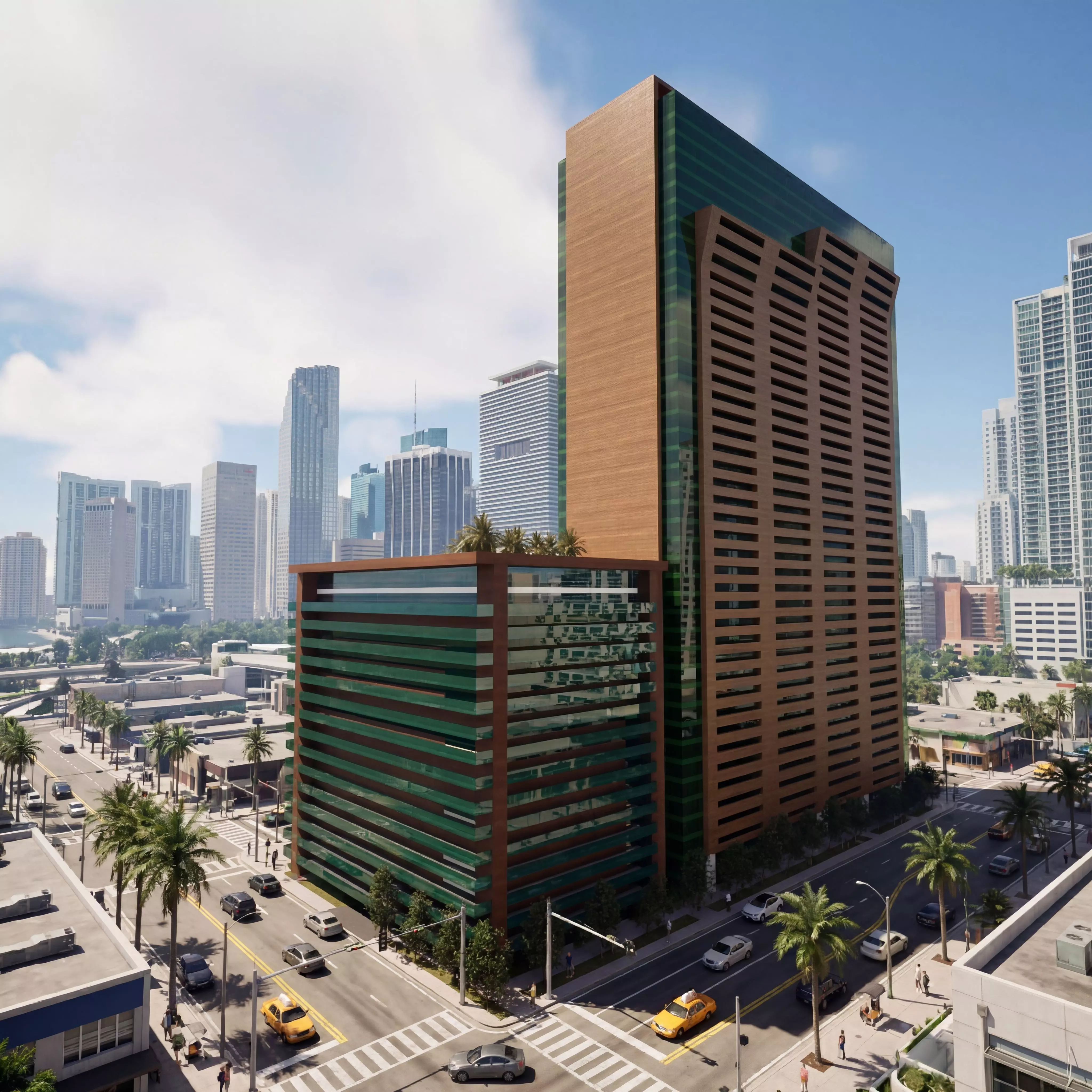 Residential City Block with Two Towers 3D Model Low-poly 3D model