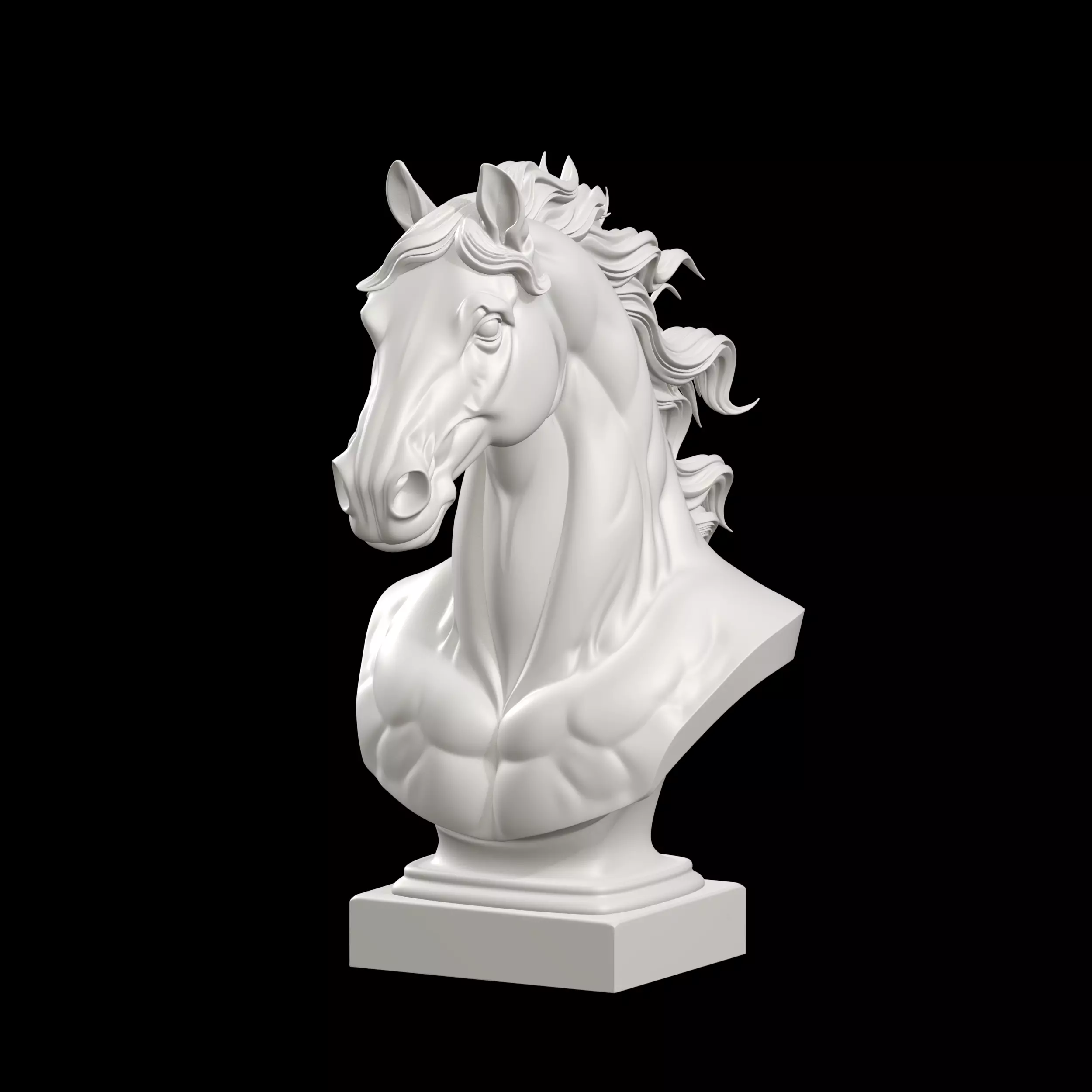 Noble Stallion Bust Muscular Horse 3D print model