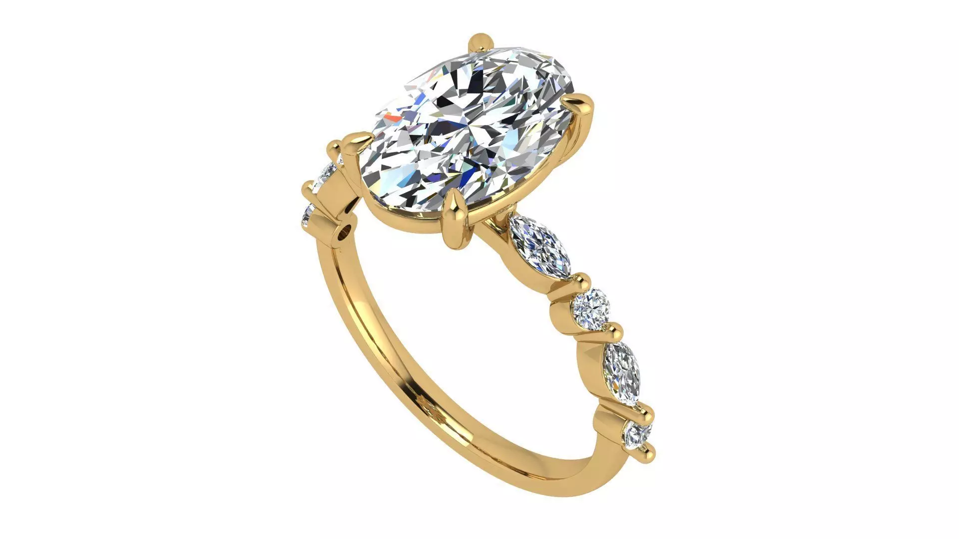 Oval Diamond Solitary Ring 3D print model