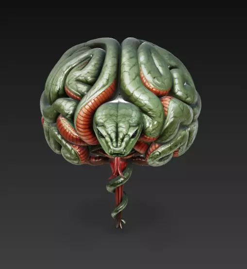 Serpent Brain Sculpture Symbolic Mind and Snake STL Free 3D print model