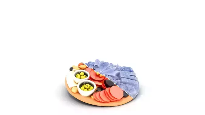 Elegant Charcuterie Board Arrangement Low-poly 3D model 6