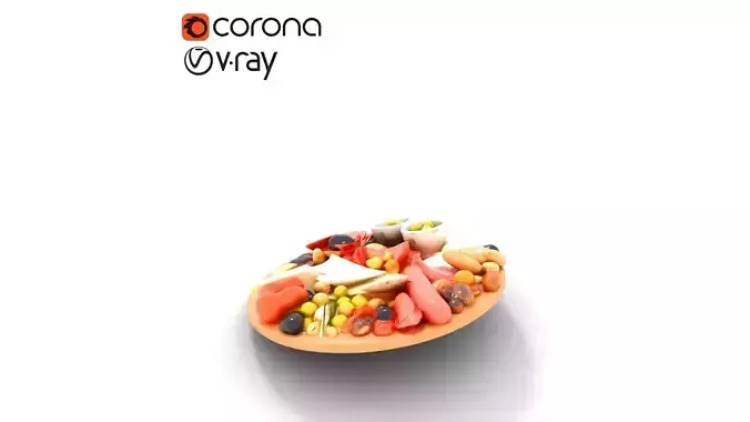 Elegant Charcuterie Board Arrangement Low-poly 3D model 5